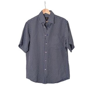 Bugatchi Men's Navy Checkered Shirt, S
